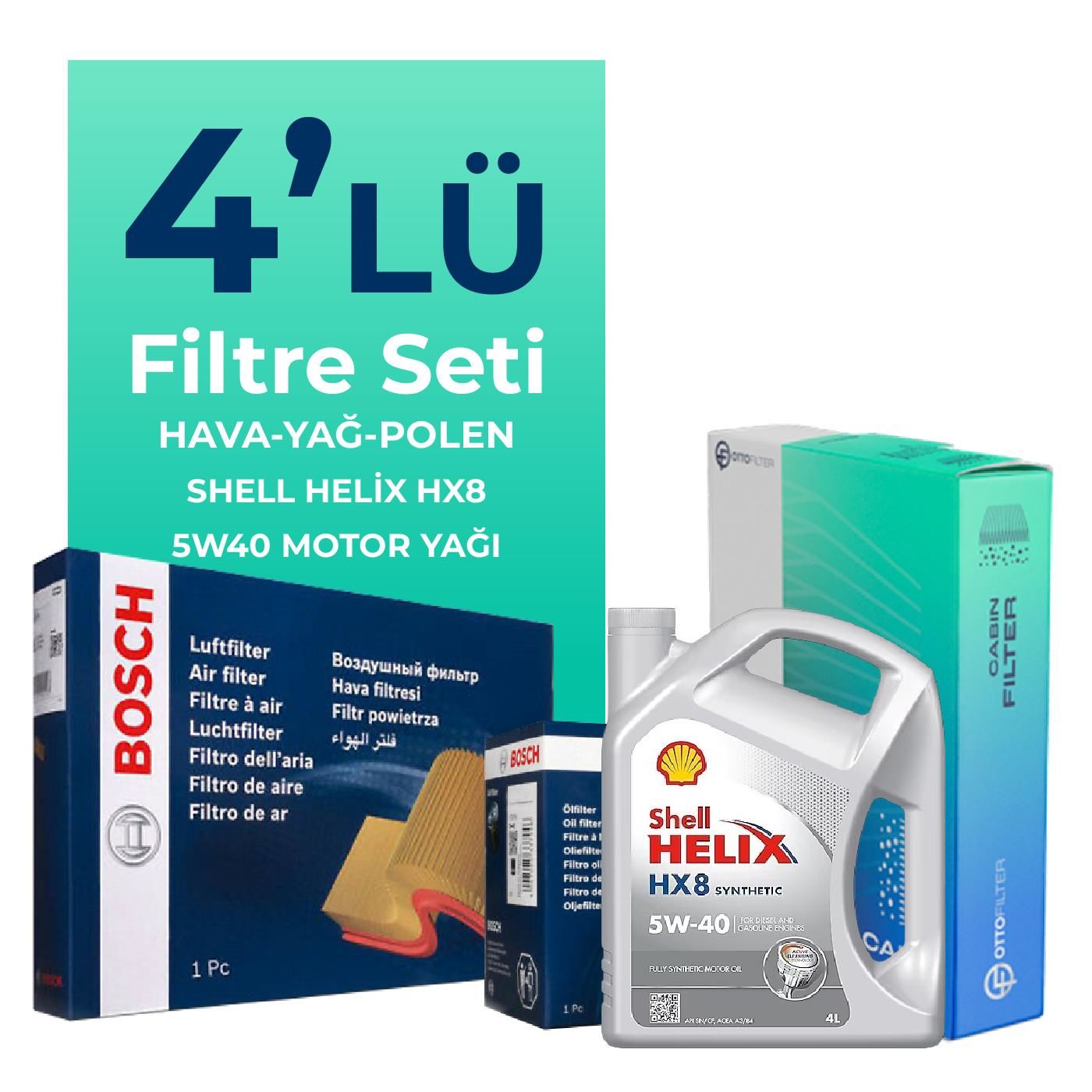 BOSCH Alfa Giulietta 1.4 TB Filtre Bakım Seti Shell Motor Yağlı (2010-2018) 4 Lü