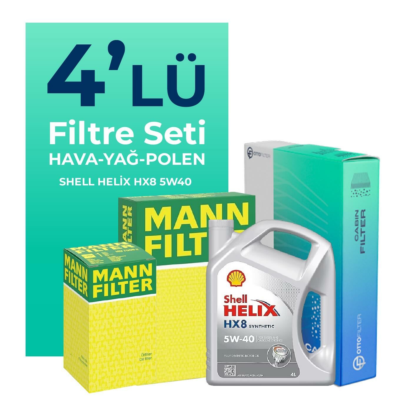 MANN Alfa Giulietta 1.4 TB Filtre Bakım Seti Shell Motor Yağlı (2010-2018) 4 Lü