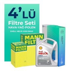 MANN Alfa Giulietta 1.4 TB Filtre Bakım Seti Shell Motor Yağlı (2010-2018) 4 Lü