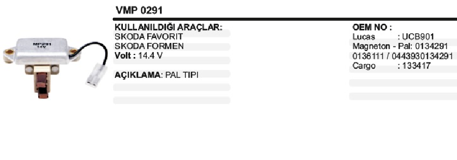 KONJEKTÖR PAL TIP 14.4V >  SKODA FAVORIT (KABLOLU ALEMINYUM)