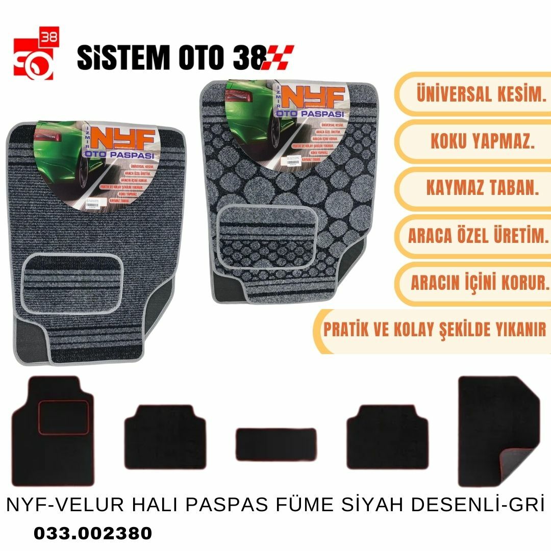 NYF-VELUR HALI PASPAS FÜME SİYAH DESENLİ-GRİ |  | HALI PASPASLAR
