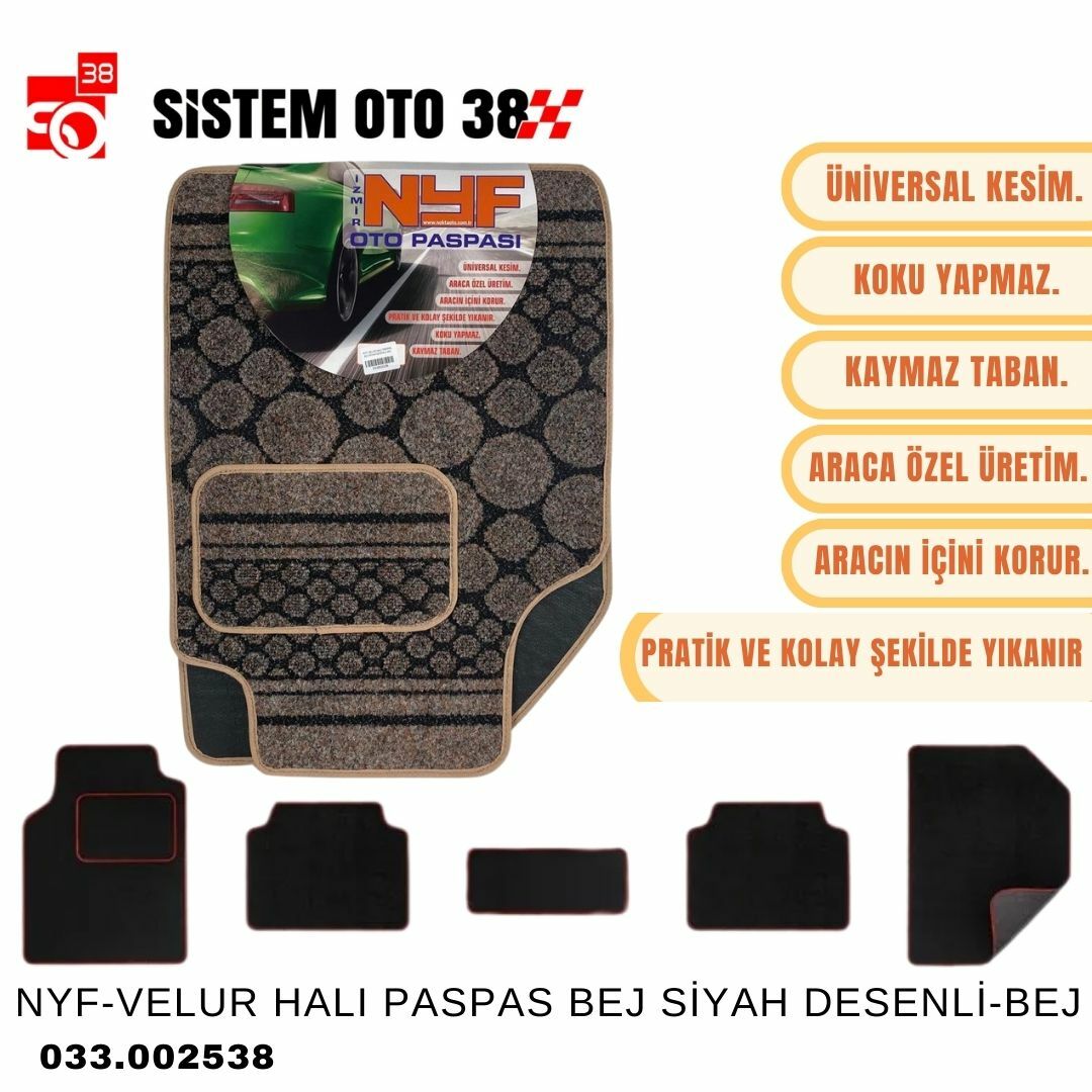 NYF-VELUR HALI PASPAS BEJ SİYAH DESENLİ-BEJ |  | HALI PASPASLAR
