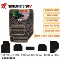 NYF-VELUR HALI PASPAS BEJ SİYAH DESENLİ-BEJ |  | HALI PASPASLAR