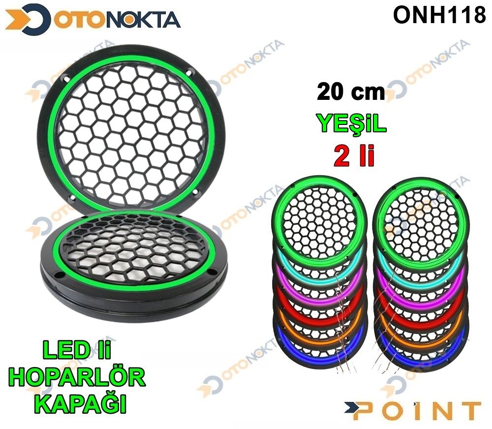 20 CM HOPARLOR KAPAGI ISIKLI YESIL