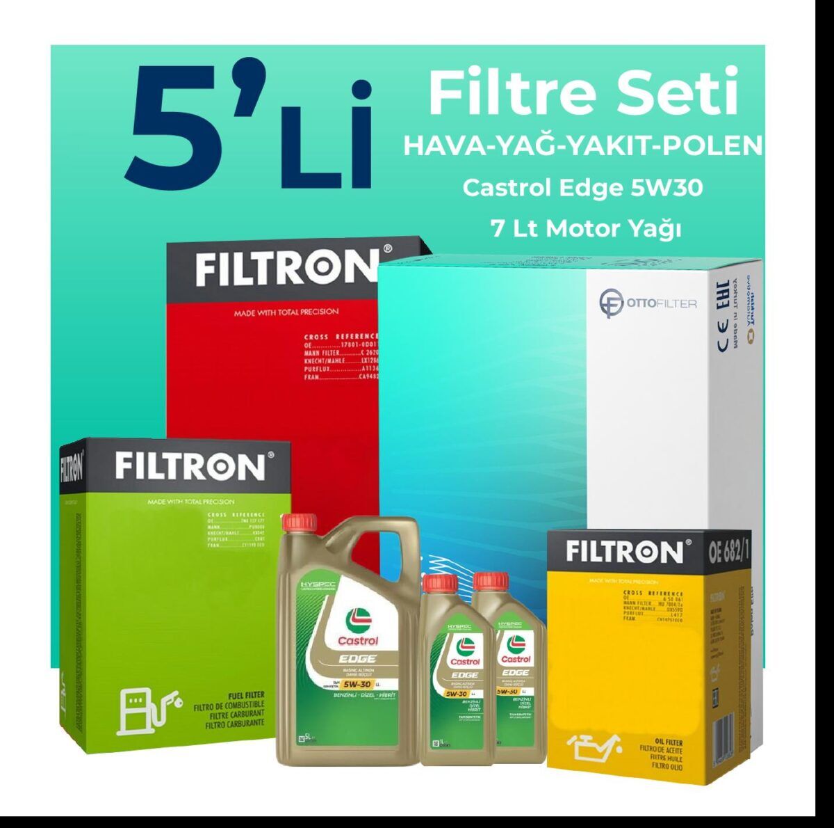 BMW 7.50 Dizel xDrive Filtre Bakım Seti Castrol Motor Yağlı (2012-2015) 5 Li