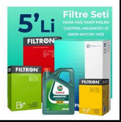 Filtron Alfa Giulietta 1.6 Dizel 120 HP Filtre Bakım Seti Castrol Motor Yağlı (2015-2020) 5 Li