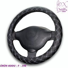 DİREKSİYON KILIFI 38CM POŞETLİ NAKIŞLI SİYAH - GRİ İP | FOX