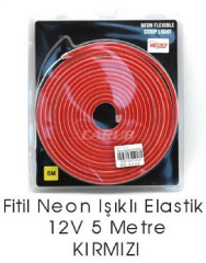 ARAÇ İÇİ LED FİTİL NEON TORPİDO AMBİYANS  ANGEL ŞERİT 5MT KIRMIZI 12V
