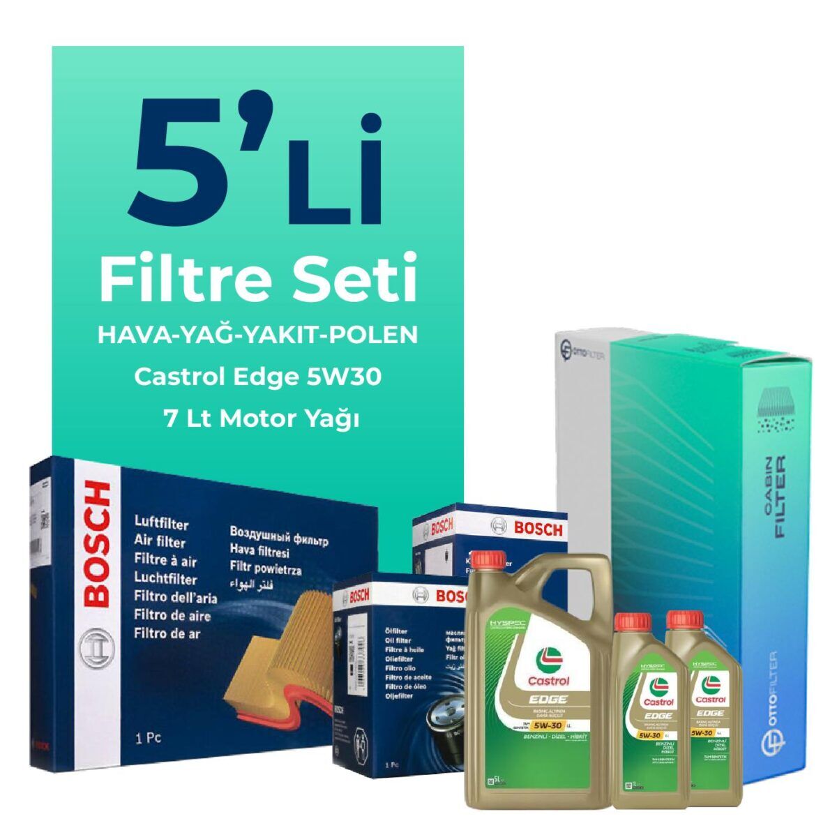 BMW X5 3.0 Dizel Filtre Bakım Seti Castrol Motor Yağlı (2011-2013) 5 Li
