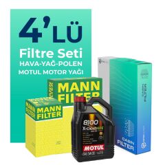 MANN Audi A1 1.4 Tfsi Filtre Bakım Seti Motul Motor Yağlı (2011-2015) 4 Lü