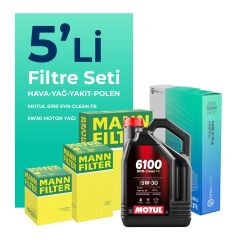 MANN Volvo V40 1.6 Dizel Filtre Bakım Seti Motul Motor Yağlı (2013-2015) 5 Li
