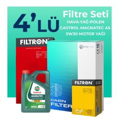 Filtron Volvo V60 1.6 Benzin Filtre Bakım Seti Castrol Motor Yağlı (2011-2015) 4 Lü