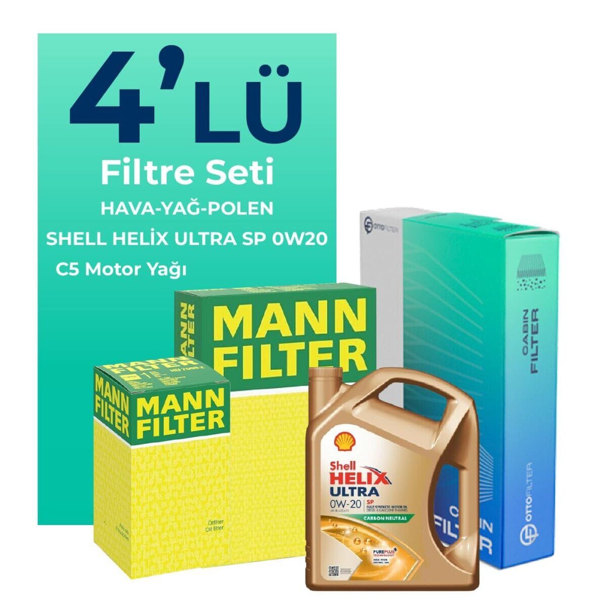Skoda Karoq 1.0 TSi Filtre Bakım Seti Shell Motor Yağlı (2017-2019) 4 Lü