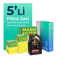 MANN Audi A1 1.6 Dizel Filtre Bakım Seti Motul Motor Yağlı (2010-2015) 5 Li