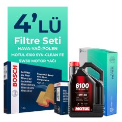 BOSCH Volvo V60 1.6 Benzin Filtre Bakım Seti Motul Motor Yağlı (2011-2015) 4 Lü