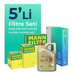 MANN Audi A1 1.6 Dizel Filtre Bakım Seti Castrol Motor Yağlı (2010-2015) 5 Li