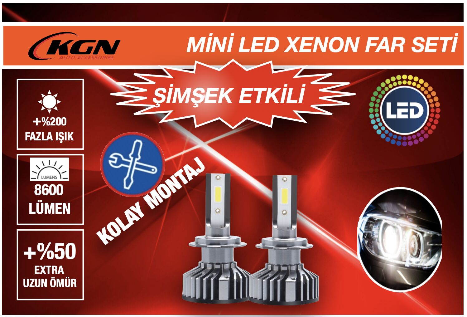 MİNİ TURBO LED XENON H1 | KGN