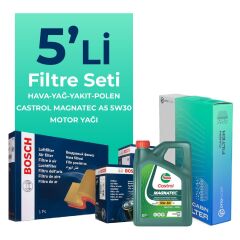 BOSCH Volvo V60 1.6 Dizel Filtre Bakım Seti Castrol Motor Yağlı (2011-2015) 5 Li