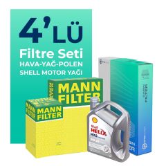 MANN Audi A3 1.6 FSI Filtre Bakım Seti Shell Motor Yağlı (2003-2007) 4 Lü