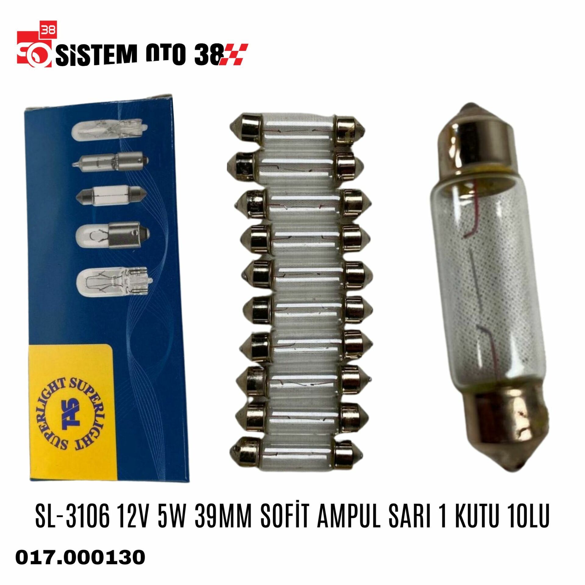 SL-3106 12V 5W 39MM SOFİT AMPUL SARI 1 KUTU 10LU |  | HALOJEN AMPUL GRUBU