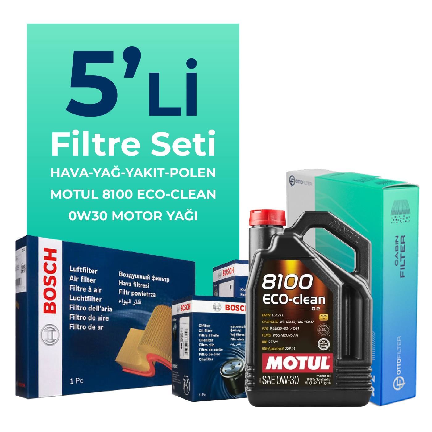 Bosch Audi Q7 50 Dizel Filtre Bakım Seti Motul Motor Yağlı (2019-2024) 5 Li