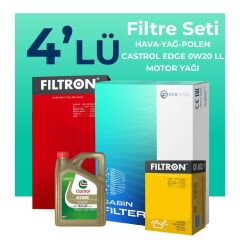 Filtron Volvo XC40 1.5 Benzin Filtre Bakım Seti Castrol Motor Yağlı (2018-2023) 4 Lü