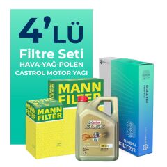 MANN Audi A3 1.6 Filtre Bakım Seti Castrol Motor Yağlı (2003-2012) 4 Lü