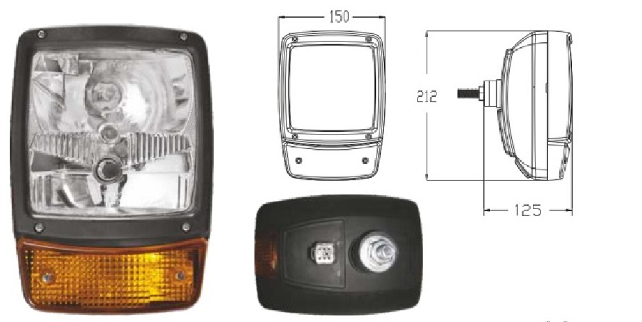 İŞ MAKİNASI ÖN FAR SOKETLİ AMPULLÜ 12V