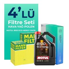 BMW 1.16 Benzin Filtre Bakım Seti Motul Motor Yağlı (2019-2023) 4 Lü