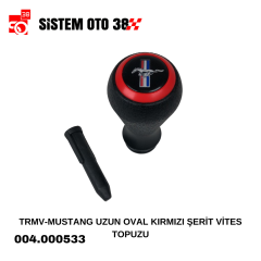 TRMV-MUSTANG UZUN OVAL KIRMIZI ŞERİT VİTES TOPUZU |  | ARAÇ İÇİ AKSESUARLAR
