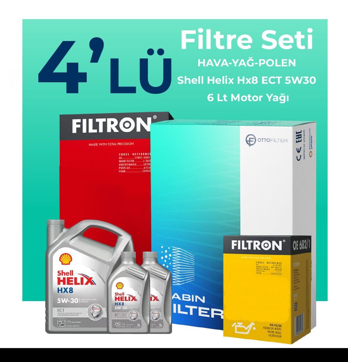 Volvo S60 2.0 Dizel Filtre Bakım Seti Shell Motor Yağlı (2011-2014) 4 Lü