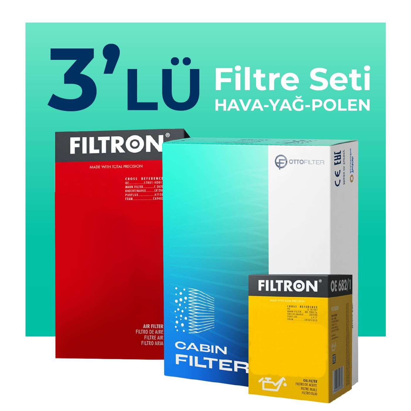 Filtron Audi A3 30 TFSI 1.0 Filtre Bakım Seti (2020-2024) 3 Lü