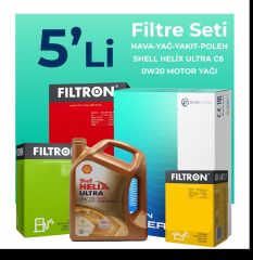 Filtron Volvo XC60 2.0 Dizel Filtre Bakım Seti Shell Motor Yağlı (2013-2017) 5 Li