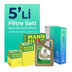 MANN Volvo XC60 2.0 Dizel Filtre Bakım Seti Castrol Motor Yağlı (2013-2017) 5 Li