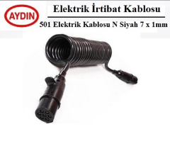 RÖMORK FİŞİ 7'Lİ PLASTİK N TİPİ  POLİÜRETAN KABLOLU 5,5 METRE SİYAH (MAVİ) (TERMİNALLİ ve KONNEKTÖRLÜ) (7 DİŞİ)