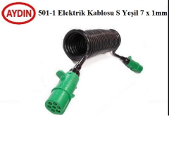 RÖMORK FİŞİ 7'Lİ PLASTİK S TİPİ YEŞİL POLİÜRETAN KABLOLU 5,5 METRE (TERMİNALLİ ve KONNEKTÖRLÜ) (6 DİŞİ FİŞLİ 1ERKEK FİŞLİ)