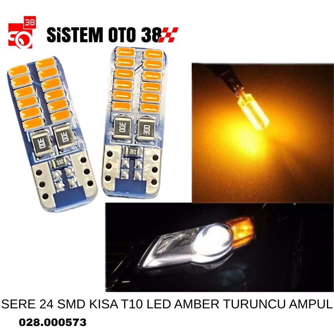 SERE 24 SMD KISA T10 LED AMBER TURUNCU AMPUL |  | LED AYDINLATMA GRUBU