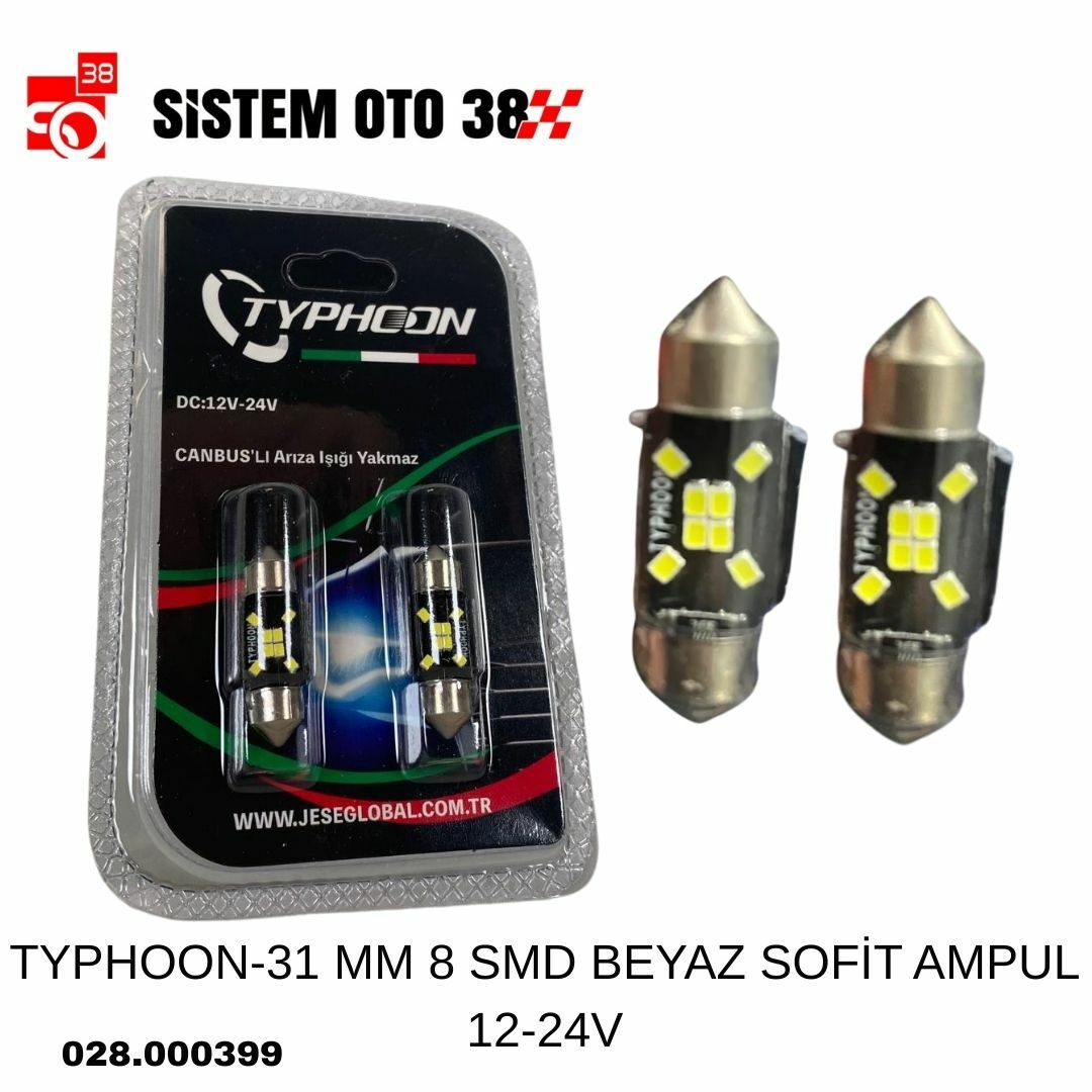 TYPHOON-31 MM 8 SMD BEYAZ SOFİT AMPUL 12-24V |  | LED AYDINLATMA GRUBU