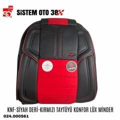 KNF-SİYAH DERİ-KIRMIZI TAYTÜYÜ KONFOR LÜX MİNDER |  | KOLTUK KILIF VE MİNDER