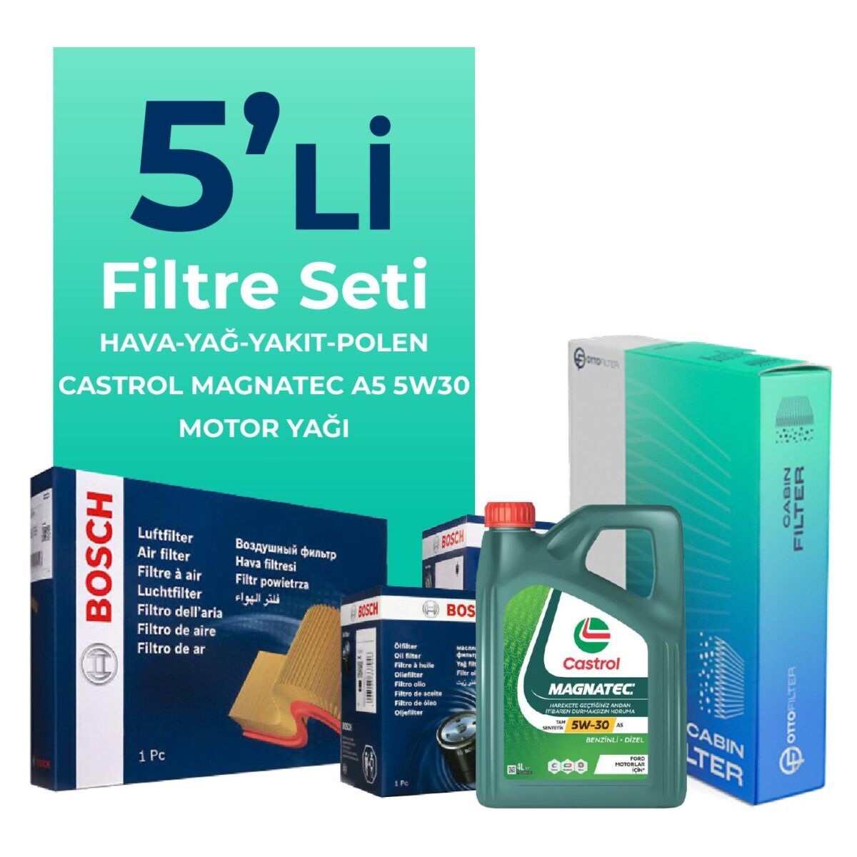 Volvo S80 1.6 Dizel Filtre Bakım Seti Castrol Motor Yağlı (2010-2012) 5 Li