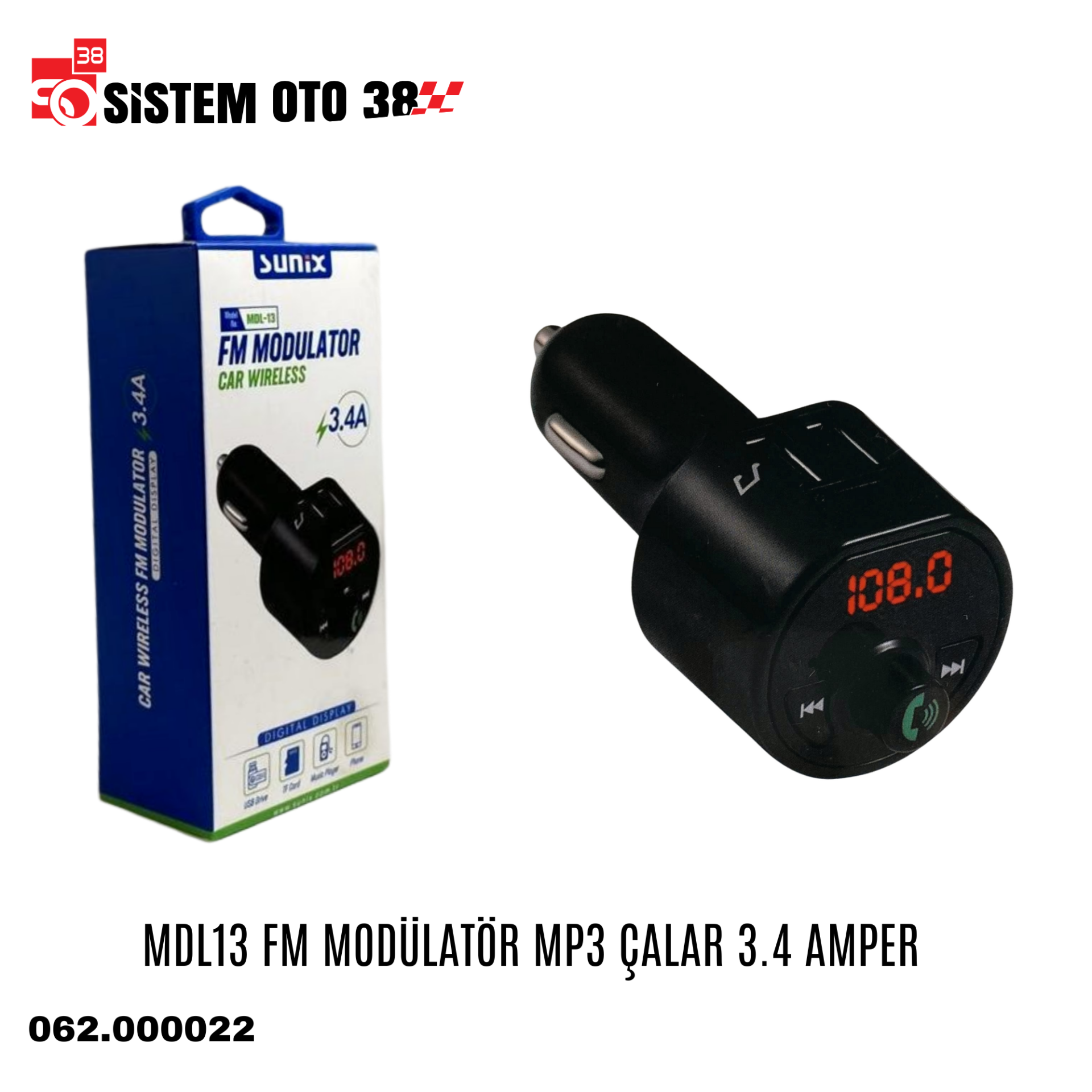 MDL13 FM MODÜLATÖR MP3 ÇALAR 3.4 AMPER |  | FM MODÜLATÖRLER