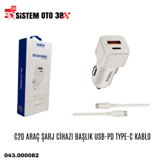 C20 ARAÇ ŞARJ CİHAZI BAŞLIK USB-PD TYPE-C KABLO |  | ŞARJ ALETİ VE AUX KABLO