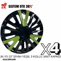 JK-Y3 13'' SİYAH YEŞİL 3 KOLLU JANT KAPAĞI |  | JANT KAPAKLARI