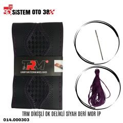 TRM DİKİŞLİ DK DELİKLİ SİYAH DERİ MOR İP |  | DİREKSİYON KILIFLARI