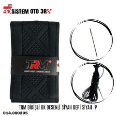 TRM DİKİŞLİ DK DESENLİ SİYAH  DERİ SİYAH İP |  | DİREKSİYON KILIFLARI