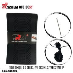TRM DİKİŞLİ DK  DELİKLİ VE DESENL SİYAH  SİYAH İP |  | DİREKSİYON KILIFLARI