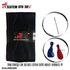 TRM DİKİŞLİ DK DELİKLİ SİYAH DERİ MAVİ/ KIRMIZI İP |  | DİREKSİYON KILIFLARI