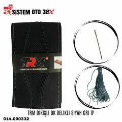 TRM DİKİŞLİ DK  DELİKLİ SİYAH GRİ İP |  | DİREKSİYON KILIFLARI
