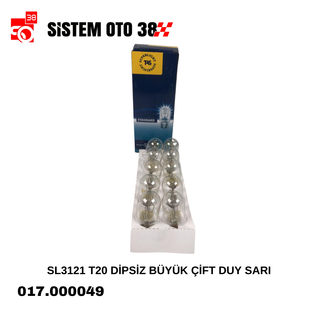SL3121 T20 DİPSİZ BÜYÜK ÇİFT DUY SARI 1 KUTU 10LU |  | HALOJEN AMPUL GRUBU