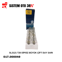 SL3121 T20 DİPSİZ BÜYÜK ÇİFT DUY SARI 1 KUTU 10LU |  | HALOJEN AMPUL GRUBU